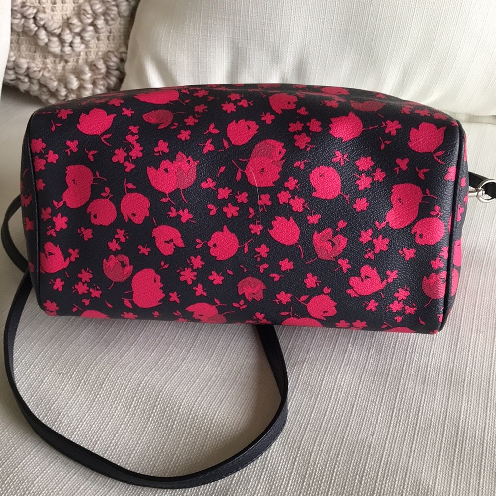 Coach Mini Bennet Prairie Calico Floral Satchel Purse, F55466, Navy / Pink - Picture 7 of 16